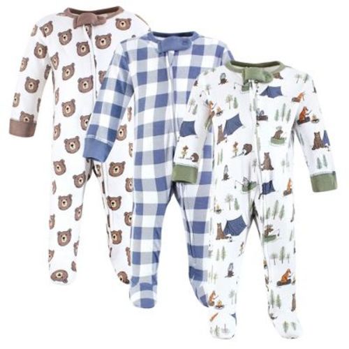 Touched by Nature Infant Boys Organic Cotton Sleep and Play, Camping Animals