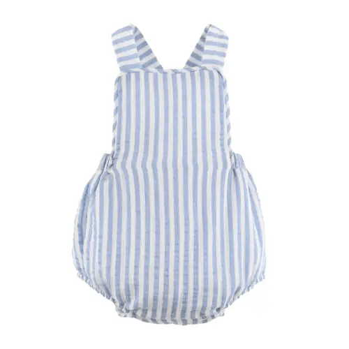 Blue Stripe Cuddle Cotton Sunsuit