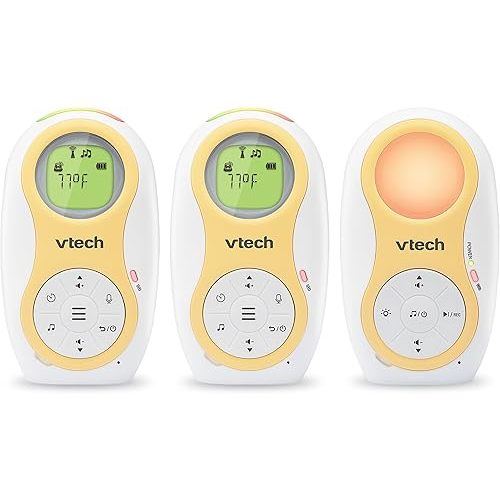 VTech 2 Parent Units Digital Audio Baby Monitor with Up to 1500ft of Range, Night Light, Soothing Lullabies, Two-Way Talk, Temperature Sensor, Record Your Own Voice, Feeding Reminder: DM1215-2