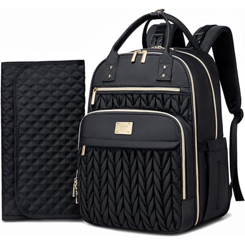 Diaper Bag Backpack,Stylish Baby Diaper Bag,Waterproof Travel Diaper Backpacks Baby Bags with Changing Pad,Stroller Straps,Insulated Pockets (Black)