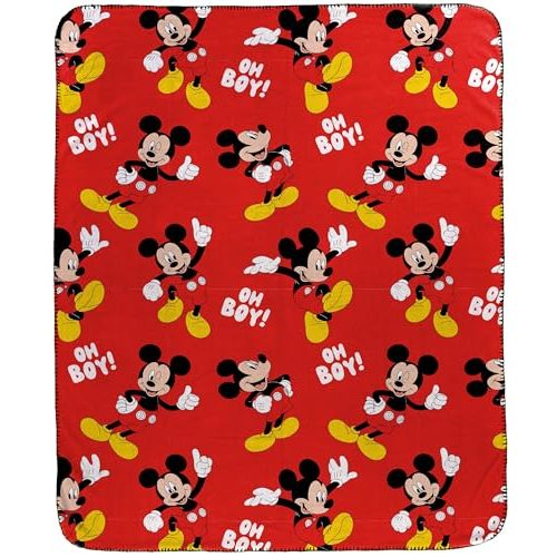 Jay Franco Kids Plush Throw Blanket – Soft & Cozy Fleece Throw for Bedroom & Couch Décor, Official Licensed Product, Red - Mickey Mouse, 40x50 - Travel Blanket