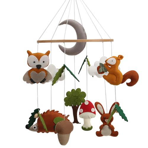 Woodland Mobile for Crib - A Neutral Colorful high Contrast Forest Creatures Crib Mobile to go with Woodland Nursery Décor