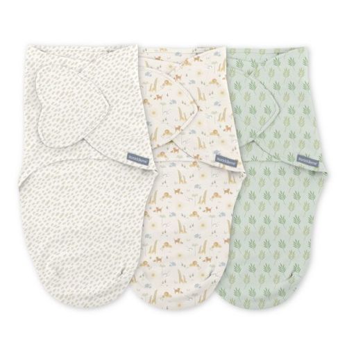 SwaddleMe by Ingenuity Baby Monogram Collection 3pk Swaddle Wraps - Safari 0-3m