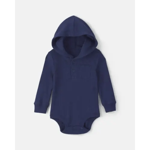 Baby Boy Thermal Long-Sleeve Hooded Bodysuit - Navy Blue - OshKosh B'gosh | Carter's