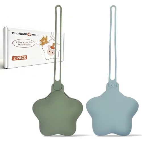 Silicone Pacifier Holder Case Pouch for Diaper Bag, 2Pack Star