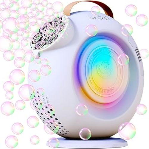 Bubble Machine, Automatic Bubble Maker Rechargeable, 15000+ Big Bubbles per Min, Colorful LED Lights, 90° 360° Rotatable Portable Electric Bubbles Toy for Kids Toddlers, Outdoor Wedding Party Gifts