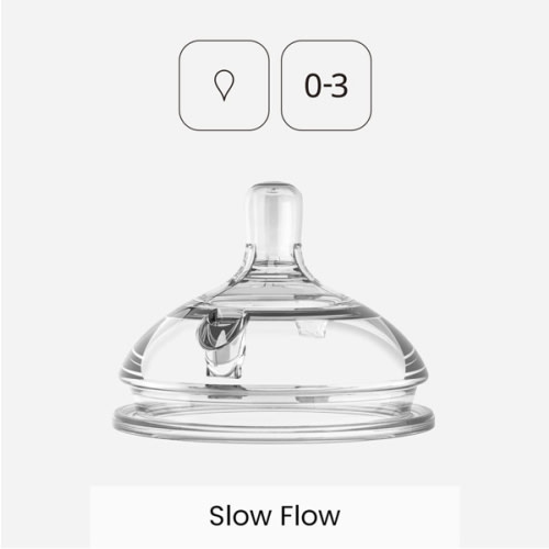 Comotomo Silicone Replacement Nipple, Slow Flow, 0-3 Months, 2 Count (Pack of 1)