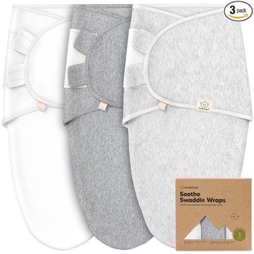 3-Pack Organic Baby Swaddle Sleep Sacks - Swaddles for Newborns, Infant 3-6 Months, Baby Girls, Boys, Soft & Snug Newborn Sleep Sack, Nursery Swaddling Blankets (Cloud, L)