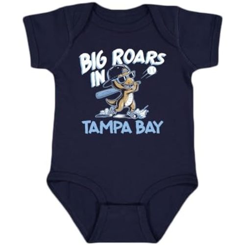 Big Roars in The Ballpark Kid's Dinosaur Baby Bodysuit for Baseball Fans