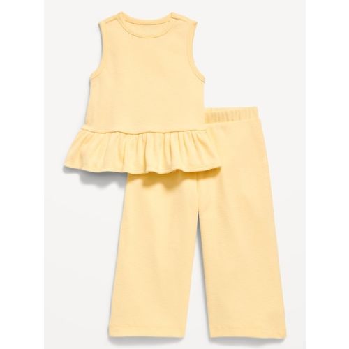 Sleeveless Ribbed Peplum Top and Pants Set for Baby