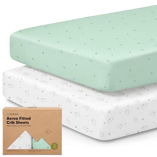 KeaBabies 2-Pack Fitted Crib Sheets for Boys, Girls, Baby - Soft Bamboo Viscose Cotton, 52x28 Standard Crib Mattress Sheets, Toddler Bed Mattress Cover, Gender Neutral, Breathable, Durable (Bunnies)