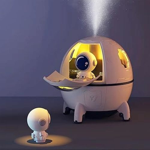 Space Capsule Humidifier, Mini Humidifier, 220ml Usb Personal Desktop Humidifier for Baby Bedroom Office Home, Colorful Night Light Mode(Blue)