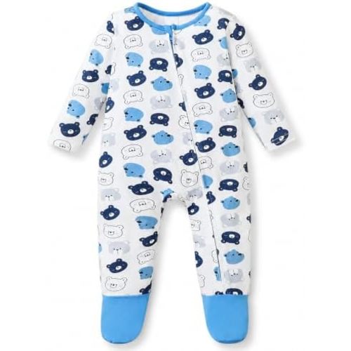 Mikrdoo Baby Boy Footed Pajamas, Bamboo Viscose Sleeper, Preemie to 9M