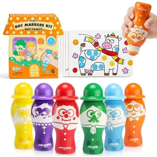 Jar Melo Dot Family Markers for Toddler, Easy Grip 6 Colors Bingo Markers