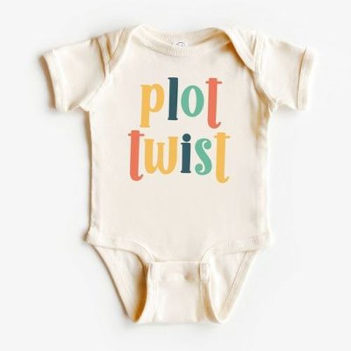 The Juniper Shop Plot Twist Colorful Baby Bodysuit - NB - Natural