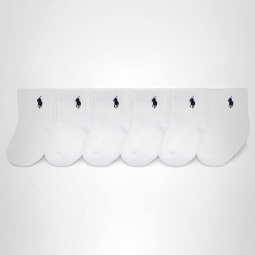 Polo Ralph Lauren Baby’s Classic Sport Ankle Socks, 6 Pair Pack, Soft Stretchy Yarn & Stay Up Top