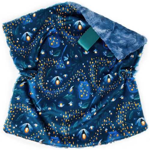 Lovey: Catching Fireflies. Minky. Lovie. Garden. Soft. Cuddly. Baby Gift. Blue. Firefly. Glowworms. Lightning Bugs. Nature.