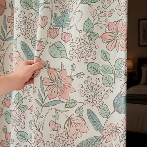 jinchan Pink Blackout Curtains Floral Drapes Farmhouse 84 Inch 2 Panels