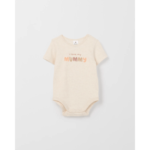 Baby Organic Cotton Short Sleeve Print Bodysuit - Oat Love Mummy