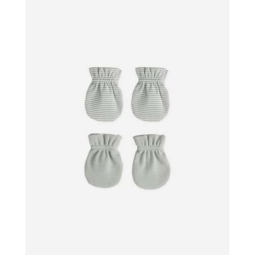 No Scratch Mittens Set Sage Micro Stripe, Sage