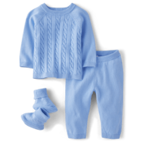Baby Boys Long Sleeve Cable Knit Sweater 3-Piece Outfit Set - Homegrown by Gymboree - SKY BLUE | Gymboree CHILDRENS PLACE-27X27