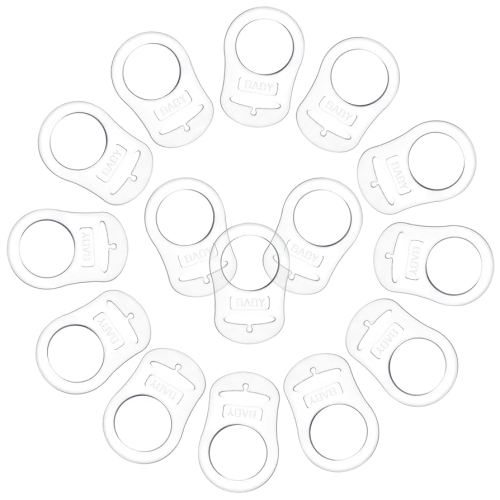 Patelai 15 Pieces Soft Silicone Baby Pacifier Clips Holders Silicone Adapter Rings Holder Baby Nipple Rings Dummy Nipple Holder for Pacifiers(Transparent)