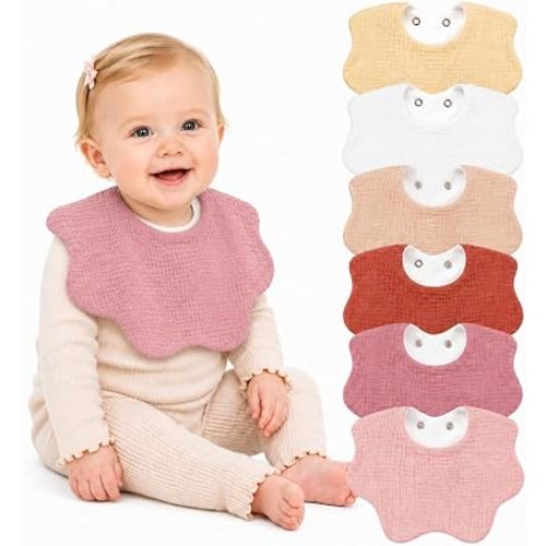 NISXABEBE 6 Pack Baby Muslin Bandana Bibs for Drooling and Teething