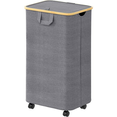 SpaceAid 110L Laundry Hamper with Wheels and Lid, Large Tall Clothes Basket Bin, Grey