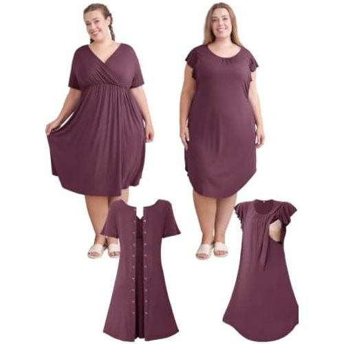 Rnxrbb 2PCS Labor&Delivery Gown+Nursing&Postpartum Nightgown Hospital&Daily