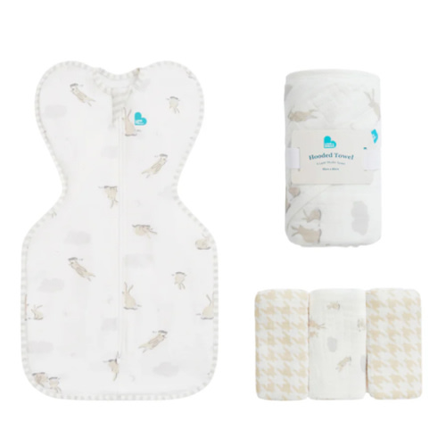 Newborn Gift Bundle | Swaddle Up | Towel | Wash Cloth | Cloud Bunnies
