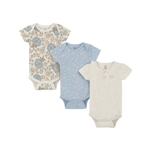 Gerber Gender Neutral Short Sleeve Variety Onesies, 3-Pack, Sizes Newborn - 6/9 Months