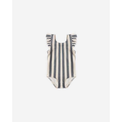 Scoop Back One-Piece Swimsuit Retro Ocean Stripe