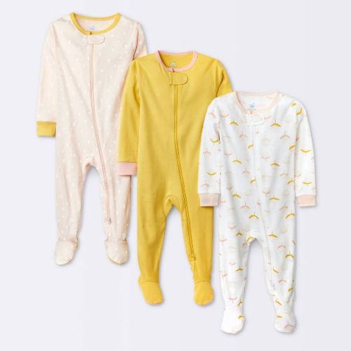 Baby Girls' 3pk Basic Zip-Up Sleep N' Play - Cloud Island™ Pink