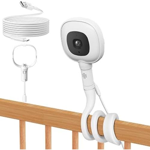 Pyfhy Flex Baby Monitor Charger Mount for Nanit Pro Baby Monitor with Type-C Port and 10FT Power Cable, Fully Enclosed Housing Crib Camera Mount, Temperature and Humidity Display(Camera Not Included)