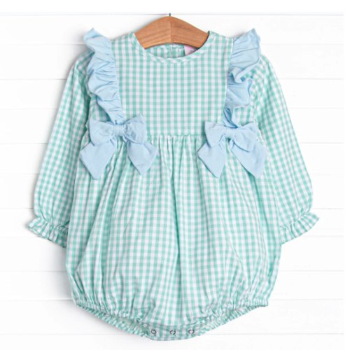 Garden Mint Gingham Girl Bubble, Green – Stitchy Fish
