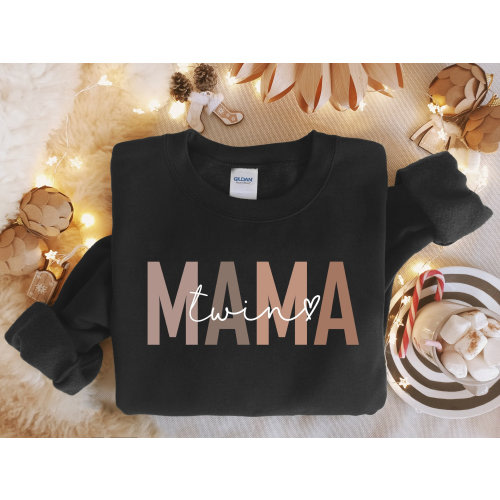Twin Mama Shirt, First Time Twin Mama Crewneck, Mom of Twins Sweater, Unisex Twin Mom Sweatshirt Gift, Gift for New Twin Mama To Be