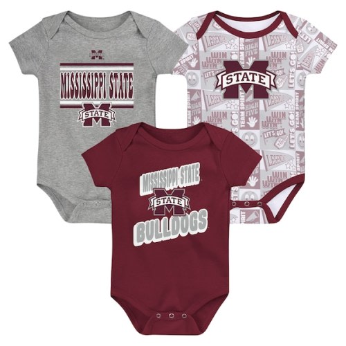 Mississippi State Bulldogs Newborn Sunday Comics 3-Pack Bodysuit Set - Maroon