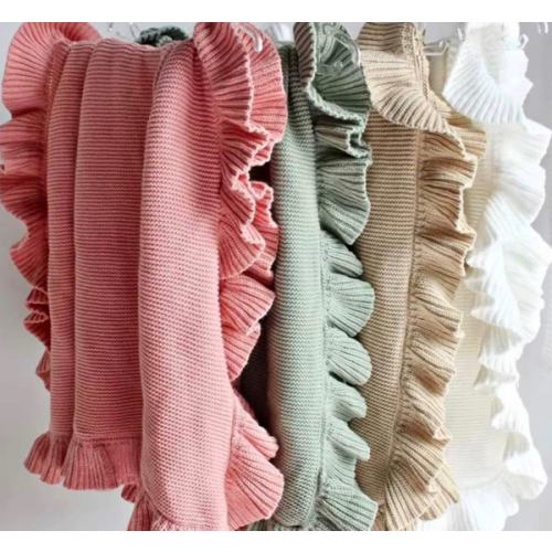Knitted Ruffle Trim Baby Blanket