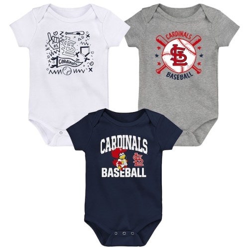 Infant St. Louis Cardinals  Navy Batter Up 3-Pack Bodysuit Set
