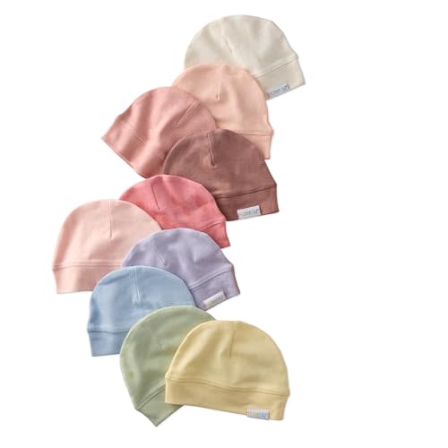 Charlie 10-Pack Baby Hats 100% Organic Cotton Baby Beanies for Newborn, Infant, and Baby Girls, Boys, Unisex