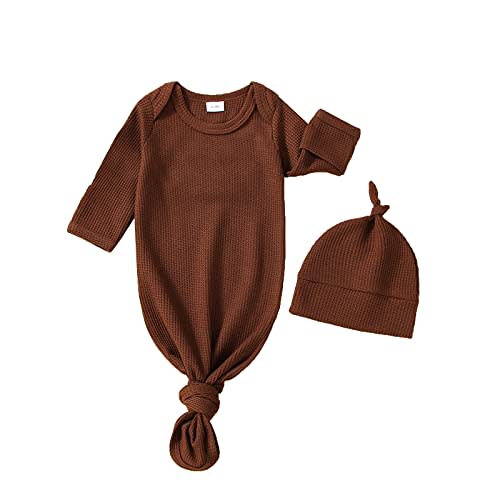 Twopumpkin Baby Girl Boy Coming Home Knotted Gown Unisex Newborn Infant Sleep Onesie Outfit Cute Baby Winter Pajamas
