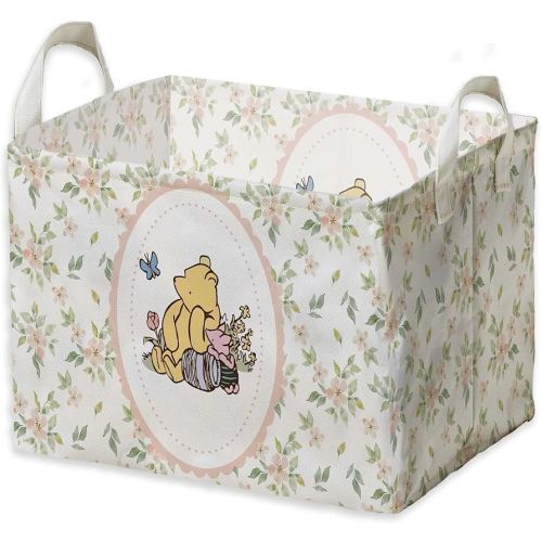 ZsaTuiy Winnie Nursery Storage Basket With A Waterproof PE Coating,The Pooh Nursery Baby Stuff Storage Baskets Suitable For Bathroom and Bedroom, Foldable Large Canvas Laundry Hamper