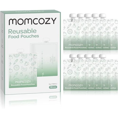 Momcozy Reusable Baby Food Pouches for Toddlers,BPA Free Plastic,Food Safe,Freezer Safe,Refillable for Applesauce Yogurt & Puree Squeeze Pouch,10 packs,5oz
