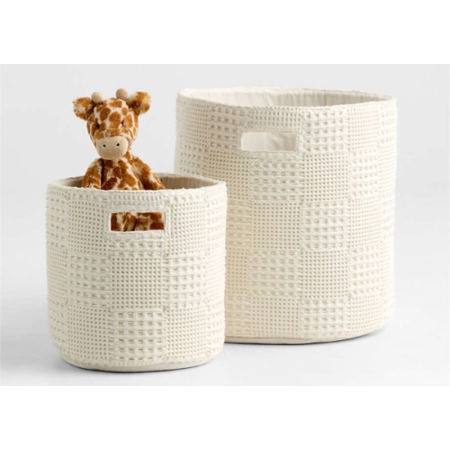 Nella Cream Organic Cotton Floor Storage Bin with Handles