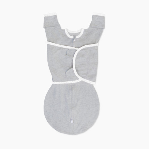 SwaddleDesigns Omni Swaddle Sack with Arms Up Half-Length Sleeves and Mitten Cuffs - Heathered Gray, Small 6-14 Lbs (0-3 Months)