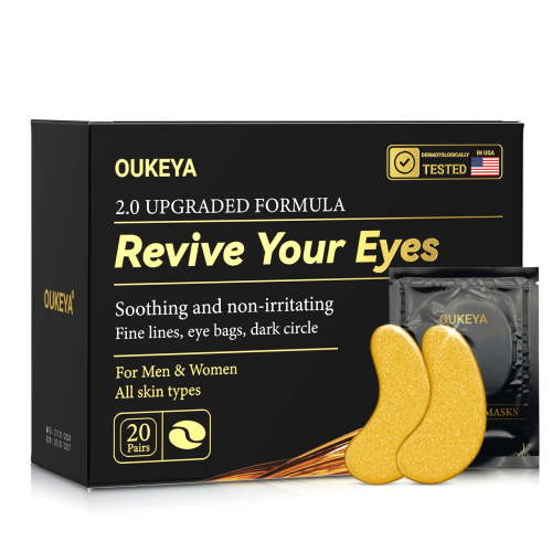 OUKEYA Collagen Eye Patches, Hydrating and Firming, Reduces Wrinkles and Dark Circles, 20 Count