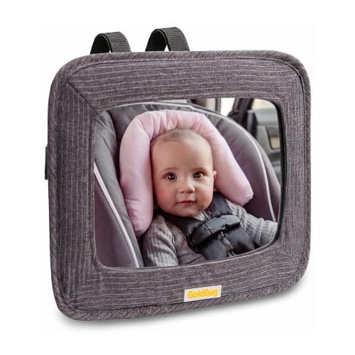 GoldBug Soft Sided Rear & Forward Facing Safety Mirror for Baby & Toddler - Shatter Resistant - Jumbo Baby Car Mirror