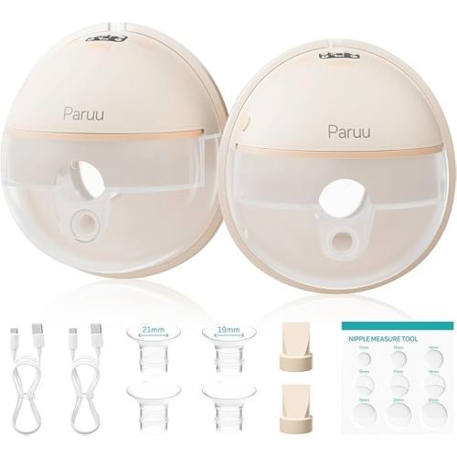 Paruu P16 Hands Free Wearable Breast Pump, Electric Portable, 4 Modes 12 Levels, 309mmHg Suction, 19/21/24mm Flange, 2 Pack, Nude : Amazon.com.au: Baby