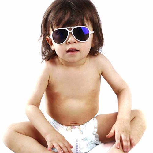 KD3149 Baby Infant Age 0-24 Months Aviator turbo Toddler Sunglasses reflective lens - White-blue Mirror