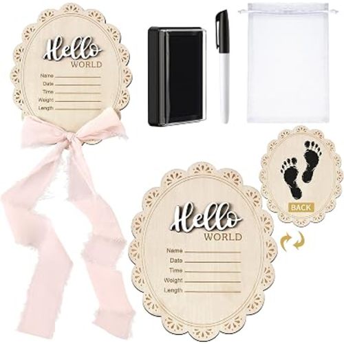 Baby Announcement Sign for Hospital, Classic, Pink Bow